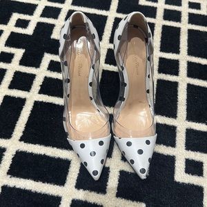 GIANVITO ROSSI
Plexi PVC-trimmed polka-dot leather pumps